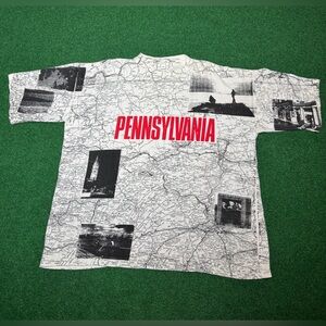 Pennslyvania State All Over Print Road Map Keystone XL/XXL 25x28 T Shirt